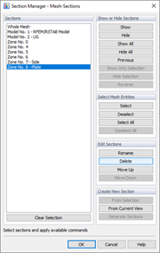 Administrador de secciones - Secciones de malla
